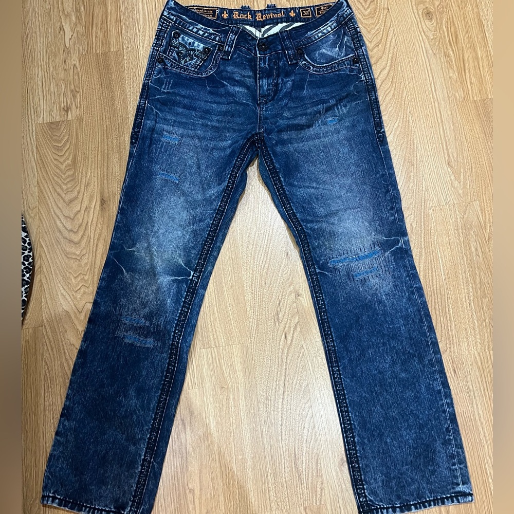 Rock Revival Blue Straight Jeans Classic Style